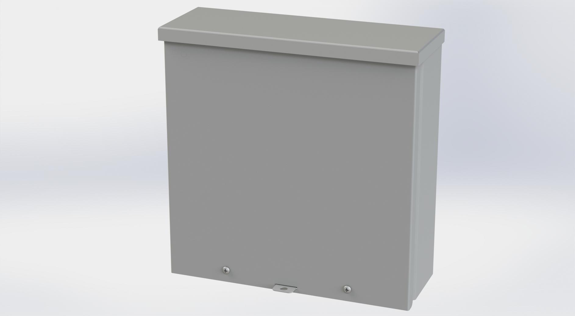 Saginaw Control SCE-12R124 Type-3R Screw Cover Enclosure, Height:12.00", Width:12.00", Depth:4.00", ANSI-61 gray powder coating inside and out.