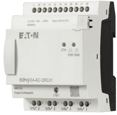 Eaton EASY-E4-AC-12RCX1 Relay Base Unit, NPLC, 100-240 VAC, Screw, easyE4 Series