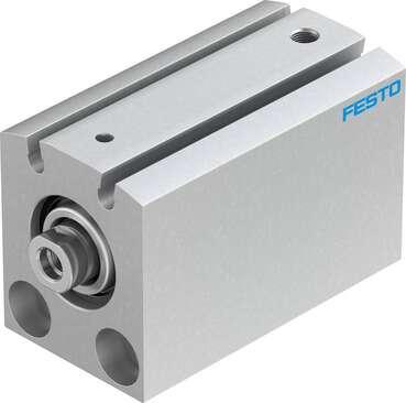 Festo 188130 short-stroke cylinder AEVC-20-25-I-P-A For proximity sensing, piston-rod end with female thread. Stroke: 25 mm, Piston diameter: 20 mm, Spring return force, retracted: 10 N, Cushioning: P: Flexible cushioning rings/plates at both ends, Assembly position: 