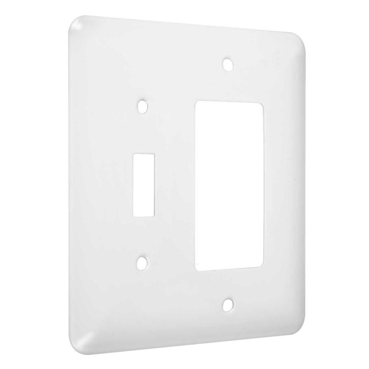 Hubbell WRW-TR 2-Gang Metal Wallplate, Maxi, Toggle/Decorator White Smooth  ; Easily primed and painted to match or complement walls. ; Won't bow, crack or distort during installation. ; Premium North American powder coat. ; Includes screw(s) in matching finish.