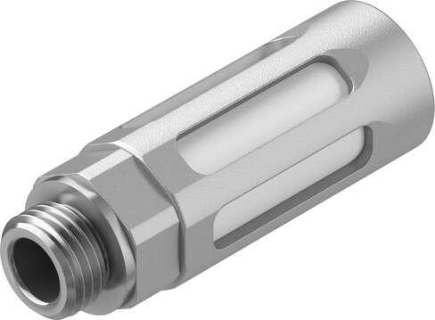 Festo 12639 silencer U-1/4-B-NPT For reducing noise and avoiding contamination at the exhaust ports of pneumatic components. Assembly position: Any, Operating pressure complete temperature range: 0 - 10 bar, Flow rate to atmosphere: 3000 l/min, Operating medium: Comp