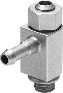Festo 151182 flow control valve GRLO-M5-PK-3-B Without non-return function, with swivel joint. Valve function: Throttle function, Pneumatic connection, port  1: M5, Pneumatic connection, port  2: PK-3, Adjusting element: Slotted head screw, Mounting type: Threaded