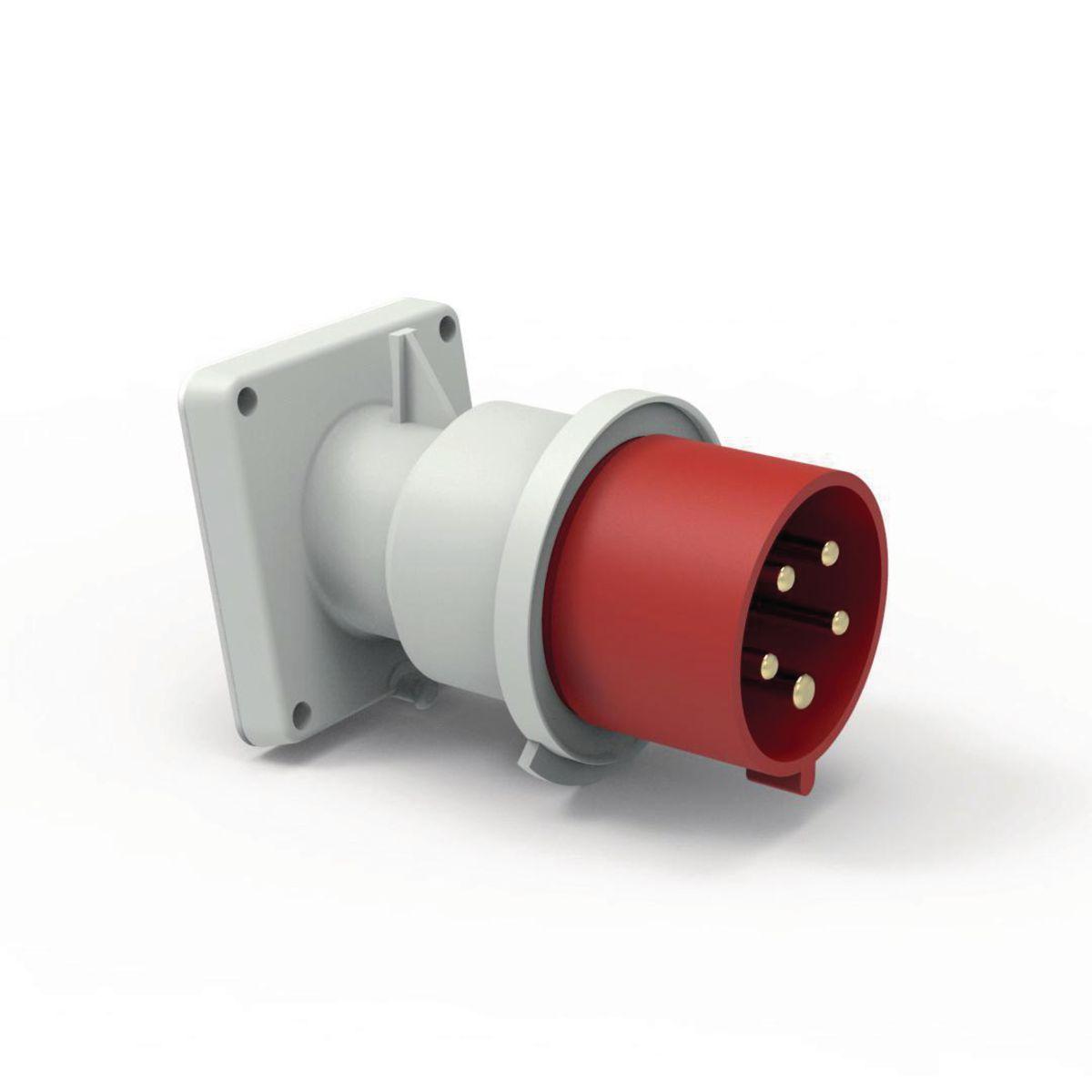Hubbell C560B7SA Heavy Duty Products, IEC Pin and Sleeve Devices, Hubbell-PRO, Male, Inlet, 60 A  277/480 VAC, 4-POLE 5-WIRE, Red, Splash Proof  ; IP44 environmental ratings ; Impact and corrosion resistant insulated non-metallic housing ; Sequential contact engagement to