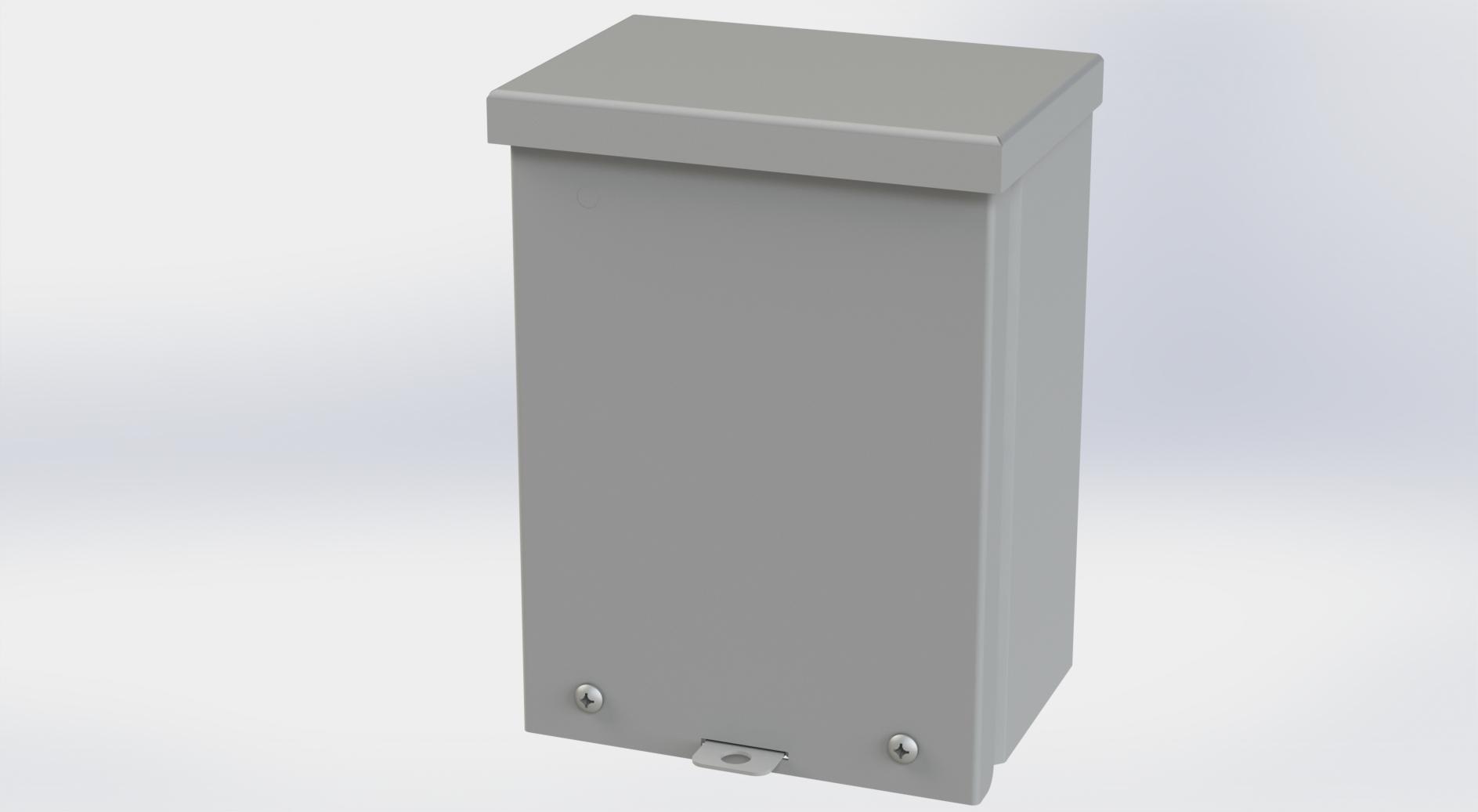 Saginaw Control SCE-8R64 Type-3R Screw Cover Enclosure, Height:8.00", Width:6.00", Depth:4.00", ANSI-61 gray powder coating inside and out.
