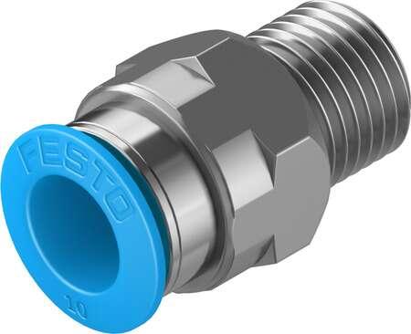Festo 153007 push-in fitting QS-1/4-10 male thread with external hexagon. Size: Standard, Nominal size: 8,5 mm, Type of seal on screw-in stud: coating, Assembly position: Any, Container size: 10