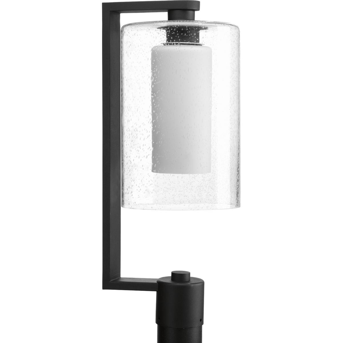 Hubbell P6420-31 Outdoor lighting adds both beauty and enhances the safety of your home or property. Compel is our new outdoor collection featuring modern forms and layered glass. Etched opal glass within a seeded glass shade offers individuals design flexibility, as fixt
