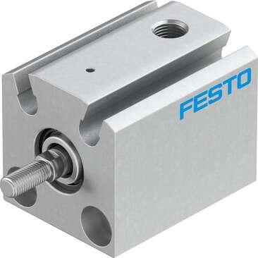 Festo 188072 short-stroke cylinder AEVC-10-5-A-P-A For proximity sensing, piston-rod end with male thread. Stroke: 5 mm, Piston diameter: 10 mm, Spring return force, retracted: 3 N, Cushioning: P: Flexible cushioning rings/plates at both ends, Assembly position: Any