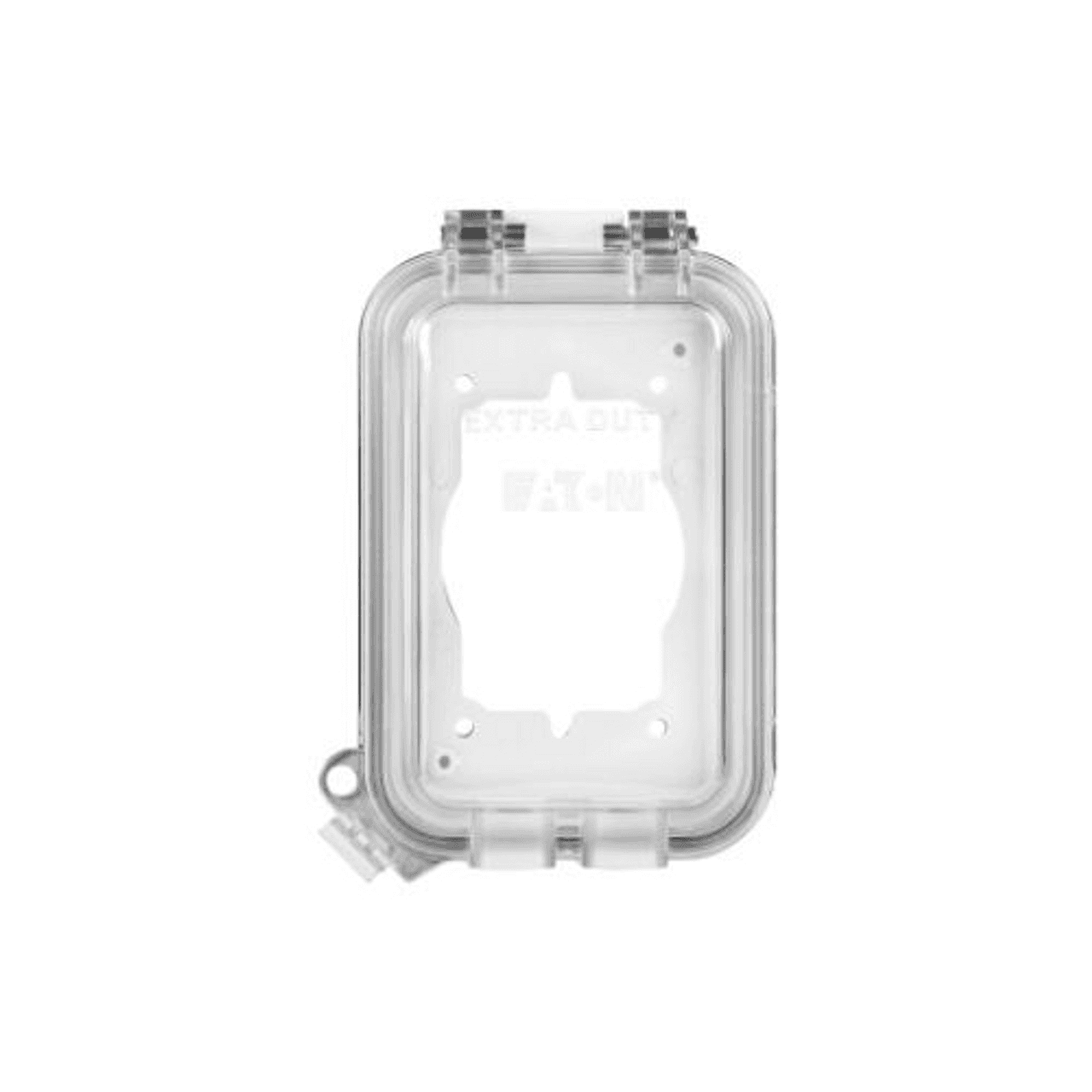 Eaton WIU-1WVX 3.29" x 4.23" x 6.22", 1-Gang, NEMA 3R, White, Rugged UV Resistant Polycarbonate, Vertical Mount, Single/Duplex Receptacle, Toggle Switch, Self-Closing, Extra Duty