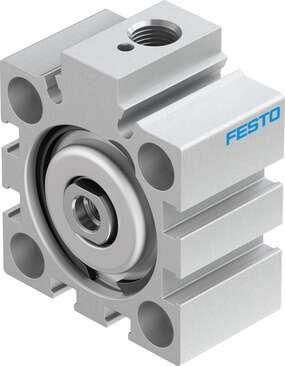 Festo 188195 short-stroke cylinder AEVC-32-5-I-P No facility for sensing, piston-rod end with female thread. Stroke: 5 mm, Piston diameter: 32 mm, Spring return force, retracted: 22 N, Based on the standard: (* ISO 6431, * Hole pattern, * VDMA 24562), Cushioning: P: F
