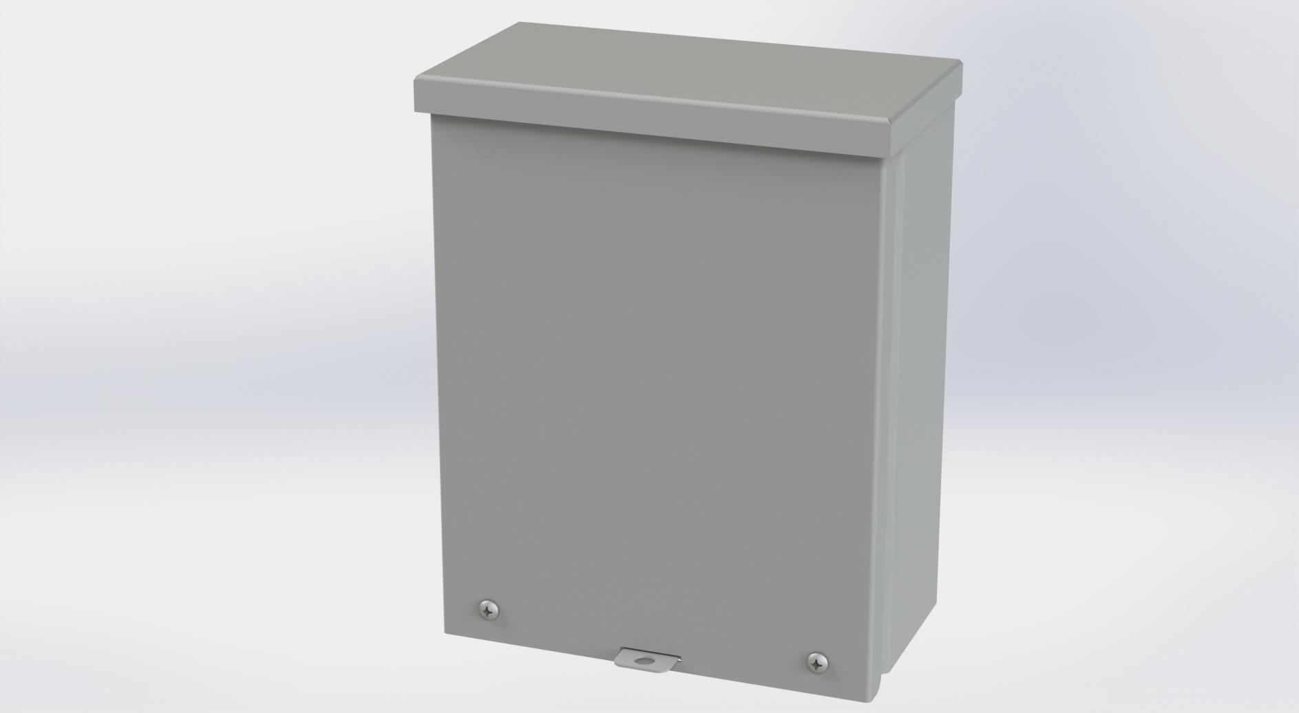 Saginaw Control SCE-10R84 Type-3R Screw Cover Enclosure, Height:10.00", Width:8.00", Depth:4.00", ANSI-61 gray powder coating inside and out.