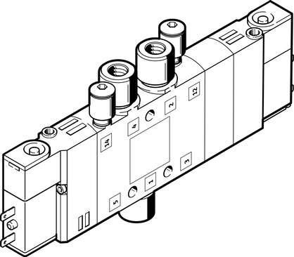 Festo 533156 solenoid valve CPE10-M1BH-5/3ES-QS6-B High component density Valve function: 5/3 exhausted, Type of actuation: electrical, Width: 10 mm, Standard nominal flow rate: 250 l/min, Operating pressure: -0,9 - 10 bar