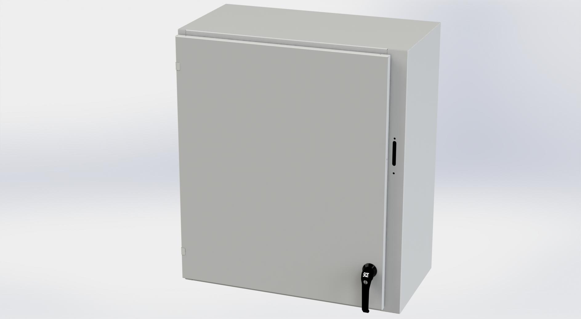 Saginaw Control SCE-36XEL3116LPLG XEL LP Enclosure, Height:36.00", Width:31.38", Depth:16.00", RAL 7035 gray powder coating inside and out. Optional sub-panels are powder coated white.