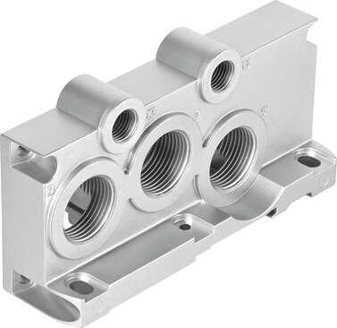 Festo 560839 end plate VABE-S6-2RZ-G34 Based on the standard: ISO 5599-2, Assembly position: Any, Valve terminal type: 44, Operating pressure: -0,9 - 10 bar, Corrosion resistance classification CRC: 0 - No corrosion stress
