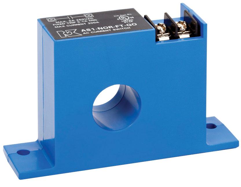 NK Technologies AS1-NOR-FT-GO AC Current Switch, Solid Core, Fixed 5.8 Amp Maximum Setpoint, Top Terminals, w/o LED, N.O., 5 A @ 250 VAC or 30 VDC