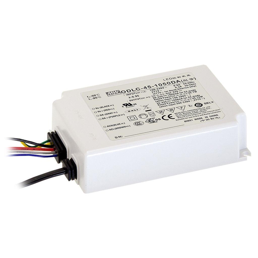MEAN WELL ODLC-45-500DA AC-DC Constant Current LED Driver (CC) with PFC; Output 90Vdc at 0.5A; Dimming with DALI