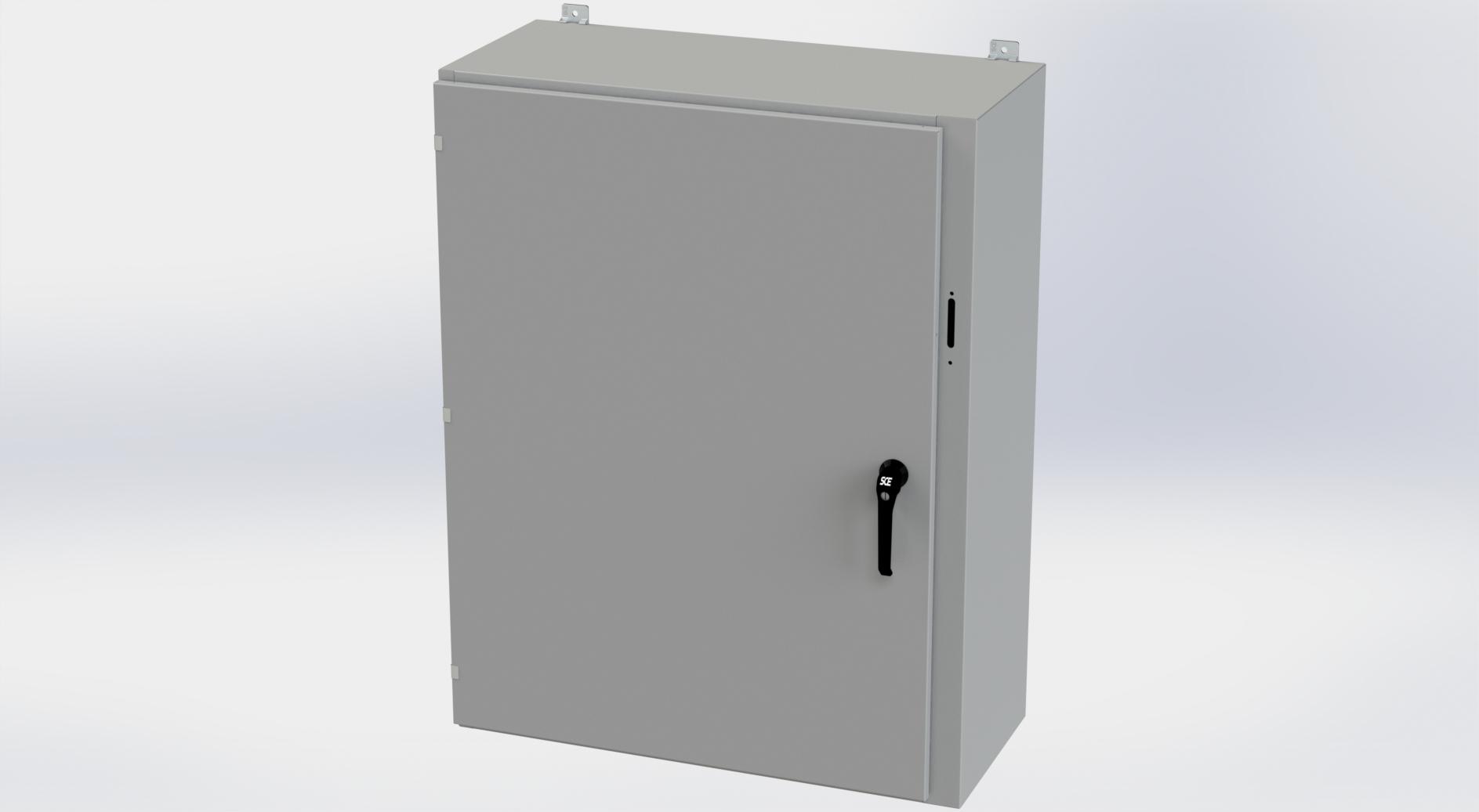 Saginaw Control SCE-48SA3816LPPL Obselete Use SCE-48XEL3716LP, Height:48.00", Width:37.38", Depth:16.00", ANSI-61 gray powder coating inside and out. Optional sub-panels are powder coated white.