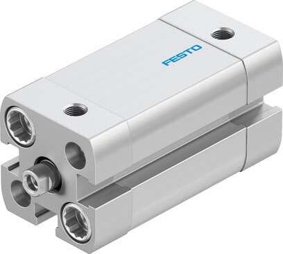Festo 536214 compact cylinder ADN-12-20-I-P-A With position sensing and internal piston rod thread Stroke: 20 mm, Piston diameter: 12 mm, Piston rod thread: M3, Cushioning: P: Flexible cushioning rings/plates at both ends, Assembly position: Any