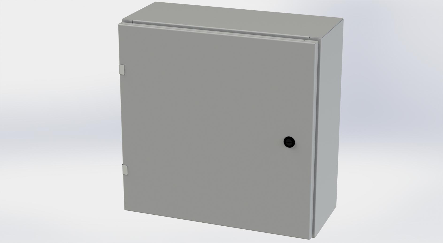 Saginaw Control SCE-20EL2008LP EL Enclosure, Height:20.00", Width:20.00", Depth:8.00", ANSI-61 gray powder coating inside and out. Optional sub-panels are powder coated white.