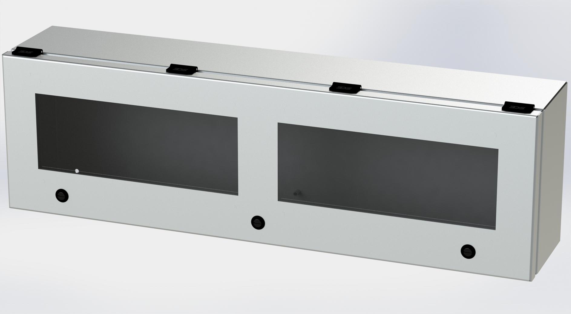 Saginaw Control SCE-L9306ELJWSS S.S. ELJ Trough Window Enclosure, Height:9.00", Width:30.00", Depth:6.00", #4 brushed finish on all exterior surfaces. Optional sub-panels are powder coated white.