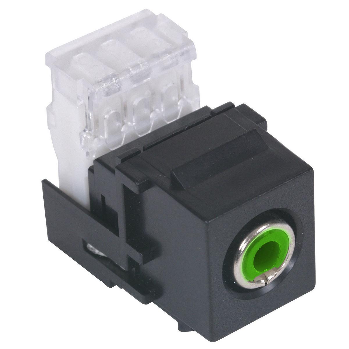 Hubbell SFRC110GN RCA Connector, 110 Termination, Green Insulator, Black Housing  ; Standard Product