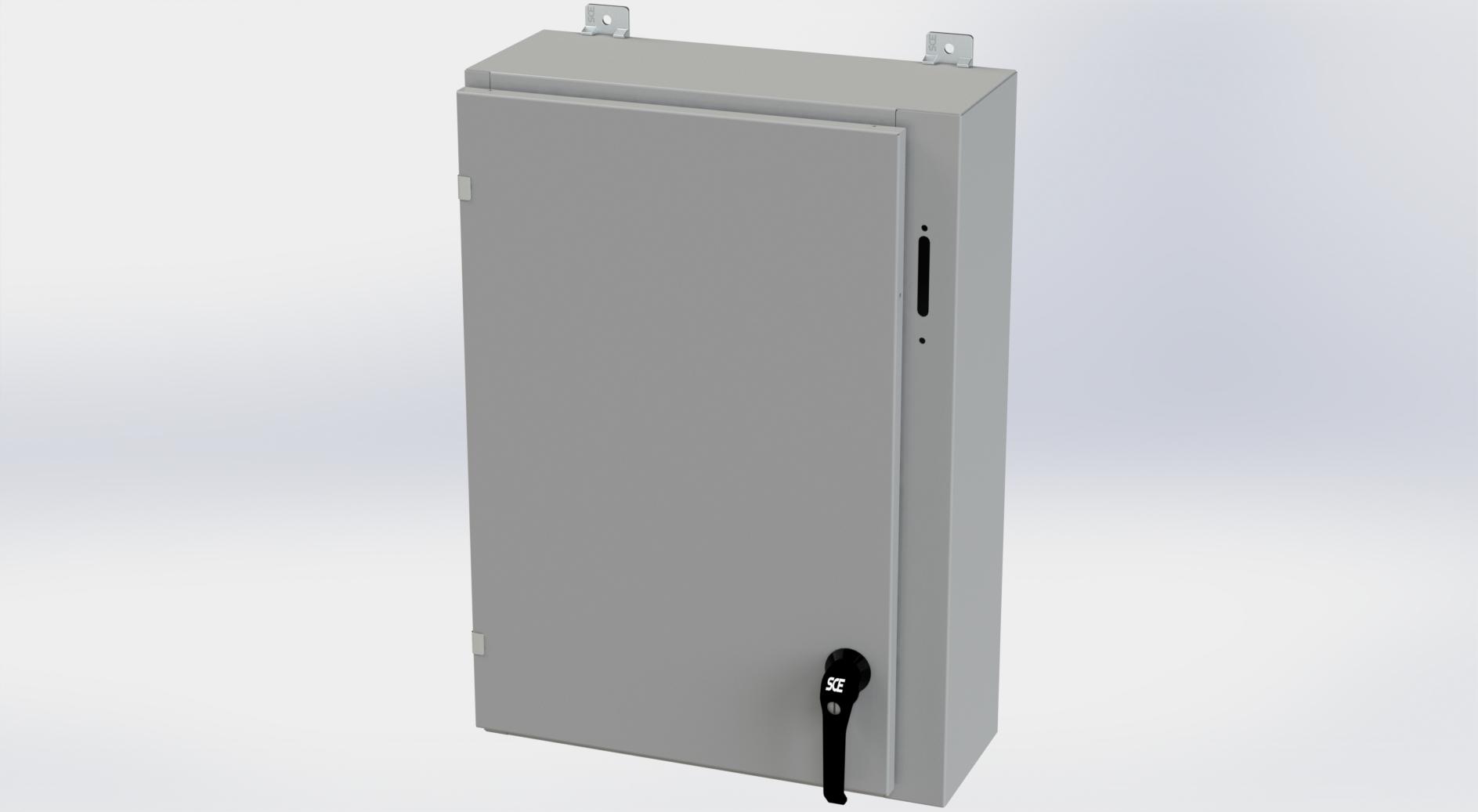 Saginaw Control SCE-30SA2208LPPL Obselete Use SCE-30XEL2108LP, Height:30.00", Width:21.38", Depth:8.00", ANSI-61 gray powder coating inside and out. Optional sub-panels are powder coated white.