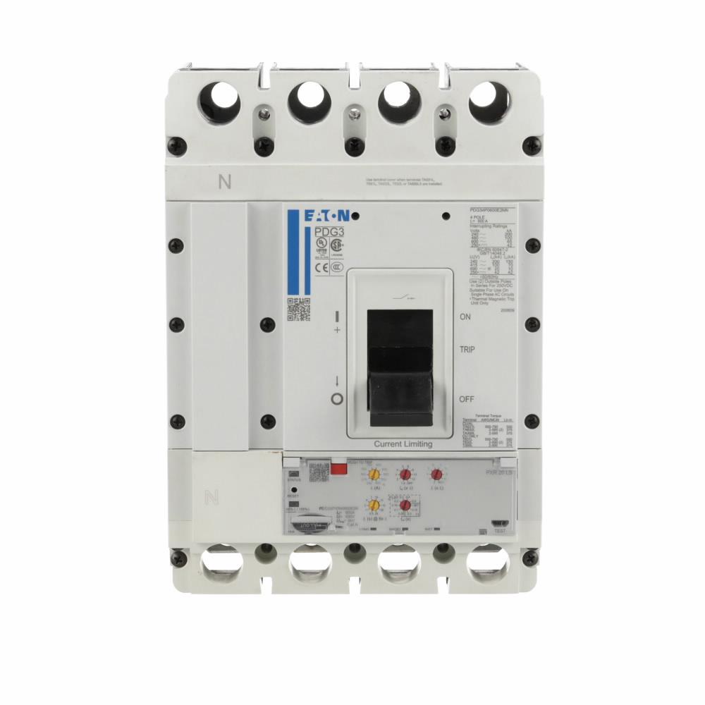 Eaton Corp PDF34MH250E2XK Power Defense Globally Rated 100% UL, Frame 3, Four Pole, 250A-High, 65kA/480V, PXR20 LSI w/ CAM Link, ZSI and Relays, Std Term Line Only (PDG3X4TA401H)