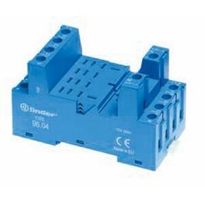 Finder 96.04SMA Plug-in socket with metallic retaining / release clip - Finder - Rated current 10A - Box-clamp connections - DIN rail mounting - Blue color - IP20