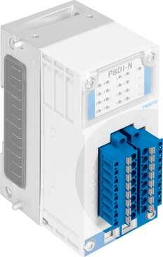 Festo 565711 terminal strip NECU-L3G8-C1-IS Connection frequency: 100, Assembly position: Any, Electrical connection: (* 8-pin, * Cage clamp terminal, * Plug straight), Operating voltage range DC: 0 - 30 V, Acceptable current load at 40°C: 12 A