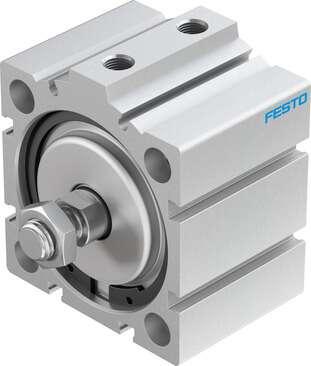 Festo 188297 short-stroke cylinder ADVC-63-15-A-P No facility for sensing, piston-rod end with male thread. Stroke: 15 mm, Piston diameter: 63 mm, Based on the standard: (* ISO 6431, * Hole pattern, * VDMA 24562), Cushioning: P: Flexible cushioning rings/plates at bot