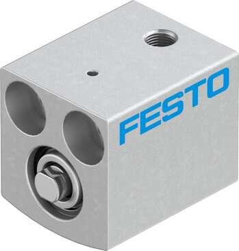 Festo 188058 short-stroke cylinder AEVC-6-5-P No facility for sensing Stroke: 5 mm, Piston diameter: 6 mm, Spring return force, retracted: 3 N, Cushioning: P: Flexible cushioning rings/plates at both ends, Assembly position: Any