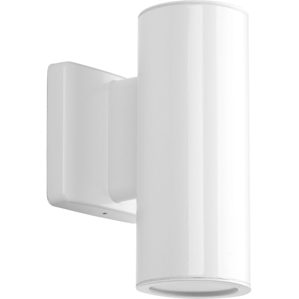 Hubbell P563001-030-30K Sleek, 3" LED cylindrical wall lantern with up/downlight in elegant White finish. Die-cast aluminum wall brackets and heavy-duty aluminum framing. Fade and chip-resistant. UL listed for wet locations. Can be used indoor or outdoor.  ; 3" LED wall mount up