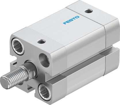 Festo 536237 compact cylinder ADN-20-20-A-P-A Per ISO 21287, with position sensing and external piston rod thread Stroke: 20 mm, Piston diameter: 20 mm, Piston rod thread: M8, Cushioning: P: Flexible cushioning rings/plates at both ends, Assembly position: Any