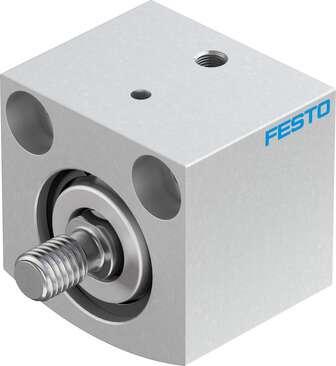 Festo 188170 short-stroke cylinder AEVC-25-10-A-P No facility for sensing, piston-rod end with male thread. Stroke: 10 mm, Piston diameter: 25 mm, Spring return force, retracted: 15 N, Cushioning: P: Flexible cushioning rings/plates at both ends, Assembly position: An