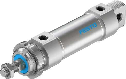 Festo 196032 round cylinder DSNU-40-50-PPV-A For position sensing, with adjustable end-position cushioning. Various mounting options, with or without additional mounting components. Stroke: 50 mm, Piston diameter: 40 mm, Piston rod thread: M12x1,25, Cushioning: PPV: P
