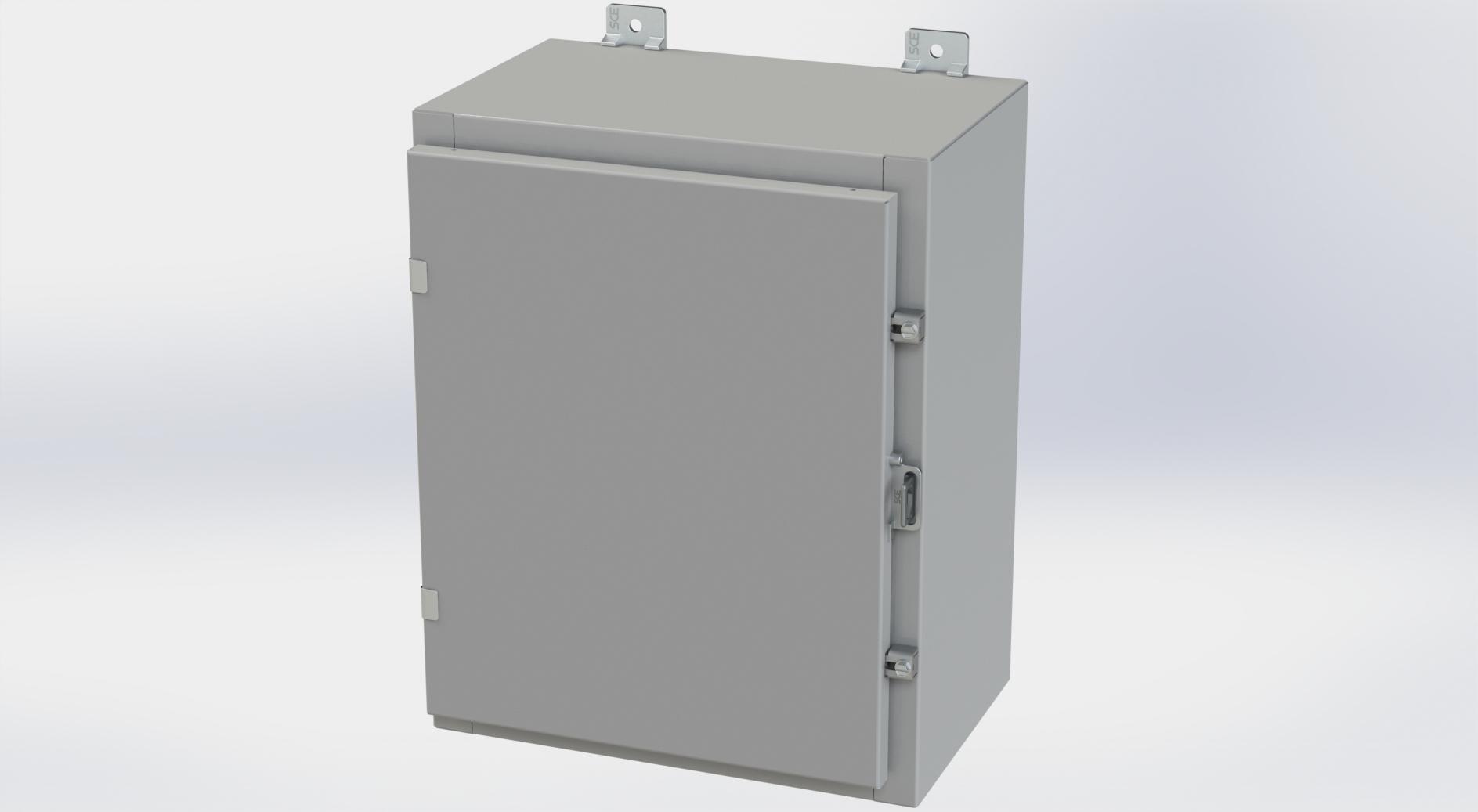 Saginaw Control SCE-20H1610LP Nema 4 LP Enclosure, Height:20.00", Width:16.00", Depth:10.00", ANSI-61 gray powder coating inside and out. Optional panels are powder coated white.