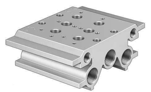 Festo 30542 manifold block PRS-1/8-2-BB Max. number of valve positions: 2, Product weight: 700 g, Mounting type: with through hole, Pilot exhaust port 82: G1/8, Pilot exhaust port 84: G1/8