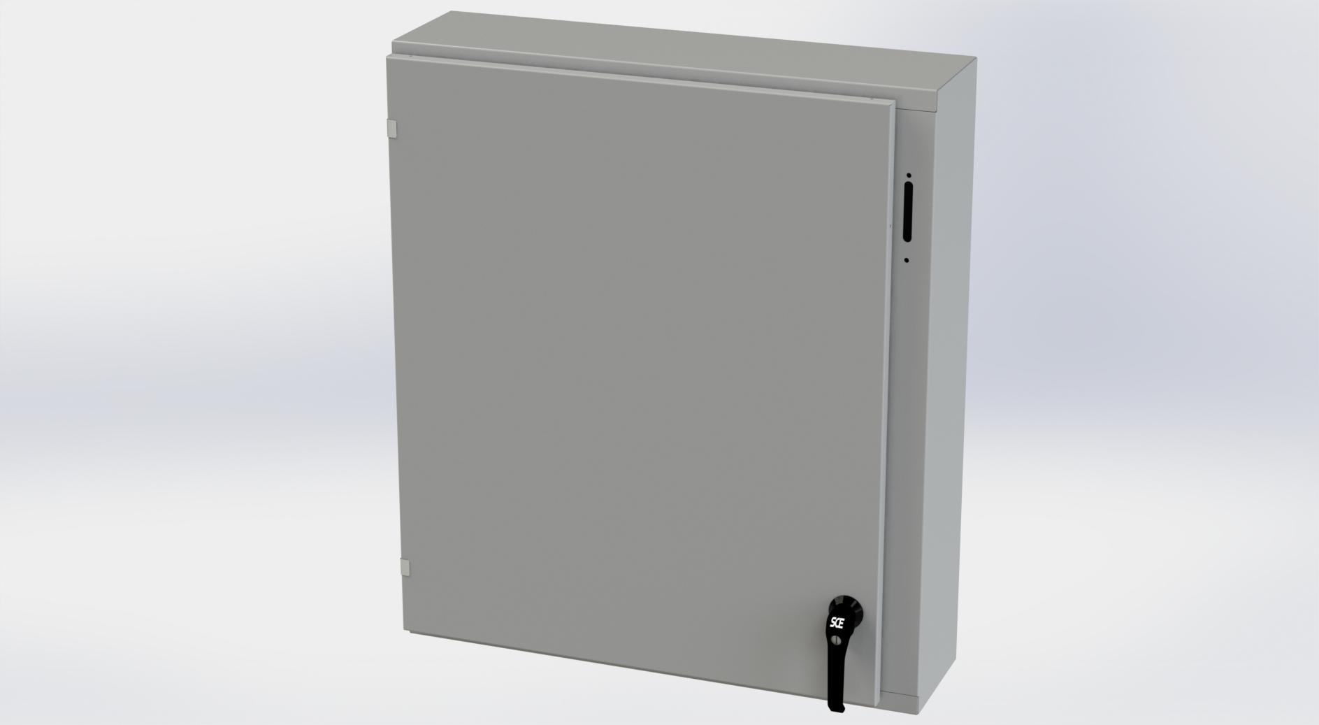 Saginaw Control SCE-36XEL3108LP XEL LP Enclosure, Height:36.00", Width:31.38", Depth:8.00", ANSI-61 gray powder coating inside and out. Optional sub-panels are powder coated white.