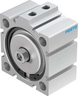 Festo 188288 short-stroke cylinder ADVC-63-10-I-P No facility for sensing, piston-rod end with female thread. Stroke: 10 mm, Piston diameter: 63 mm, Based on the standard: (* ISO 6431, * Hole pattern, * VDMA 24562), Cushioning: P: Flexible cushioning rings/plates at b