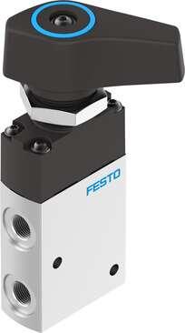Festo 8080964 selector valve VHEF-ET-B32-G18 Valve function: 3/2 bistable, Type of actuation: manual, Width: 20 mm, Standard nominal flow rate: 750 l/min, Operating pressure MPa: -0,095 - 1 MPa
