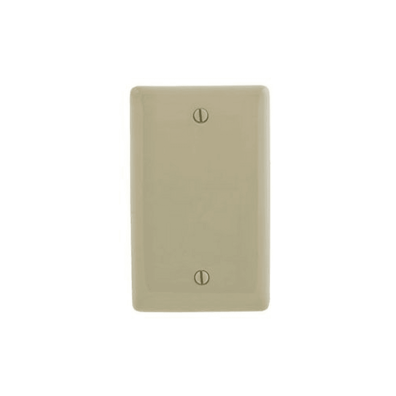 Hubbell NP13I Wallplates and Box Covers, Wallplate, Nylon, 1-Gang, Blank, Box Mount, Ivory  ; Reinforcement ribs for extra strength ; High-impact, self-extinguishing nylon material ; Captive screw feature holds mounting screw in place ; Standard Size is 1/8" larger to 