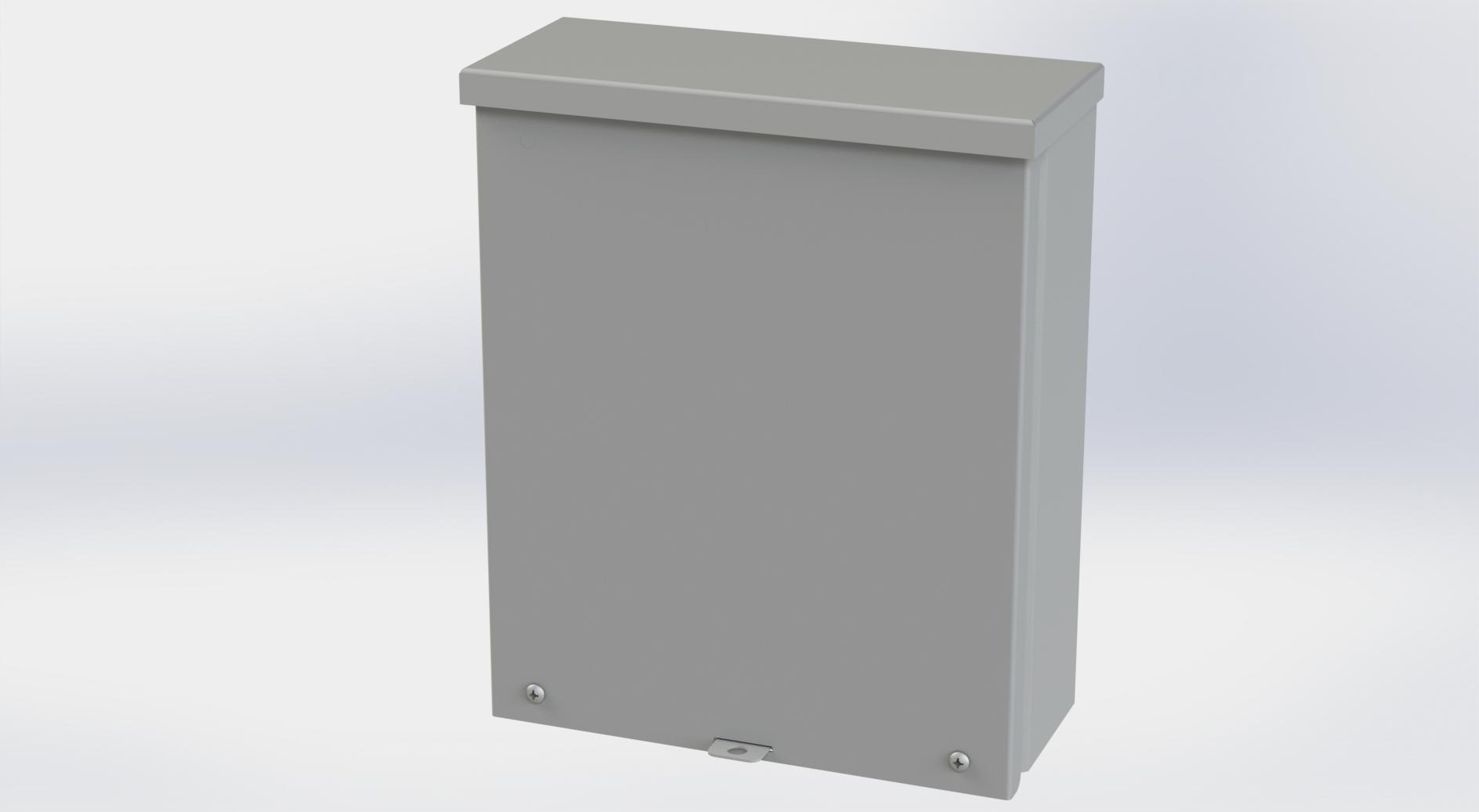 Saginaw Control SCE-12R104 Type-3R Screw Cover Enclosure, Height:12.00", Width:10.00", Depth:4.00", ANSI-61 gray powder coating inside and out.