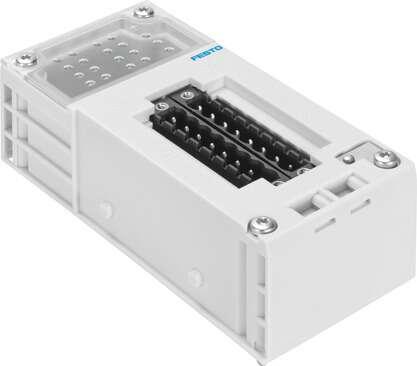 Festo 565704 manifold block CPX-P-AB-2XKL-8POL Clamping technology. Dimensions W x L x H: (* (incl. interlinking block and connection technology), * 50 mm x 107 mm x 70 mm), Corrosion resistance classification CRC: (* 2 - Moderate corrosion stress, * (when installed))