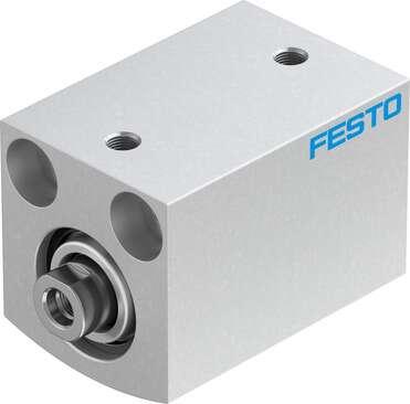Festo 188149 short-stroke cylinder ADVC-20-25-I-P No facility for sensing, piston-rod end with female thread. Stroke: 25 mm, Piston diameter: 20 mm, Cushioning: P: Flexible cushioning rings/plates at both ends, Assembly position: Any, Mode of operation: double-acting