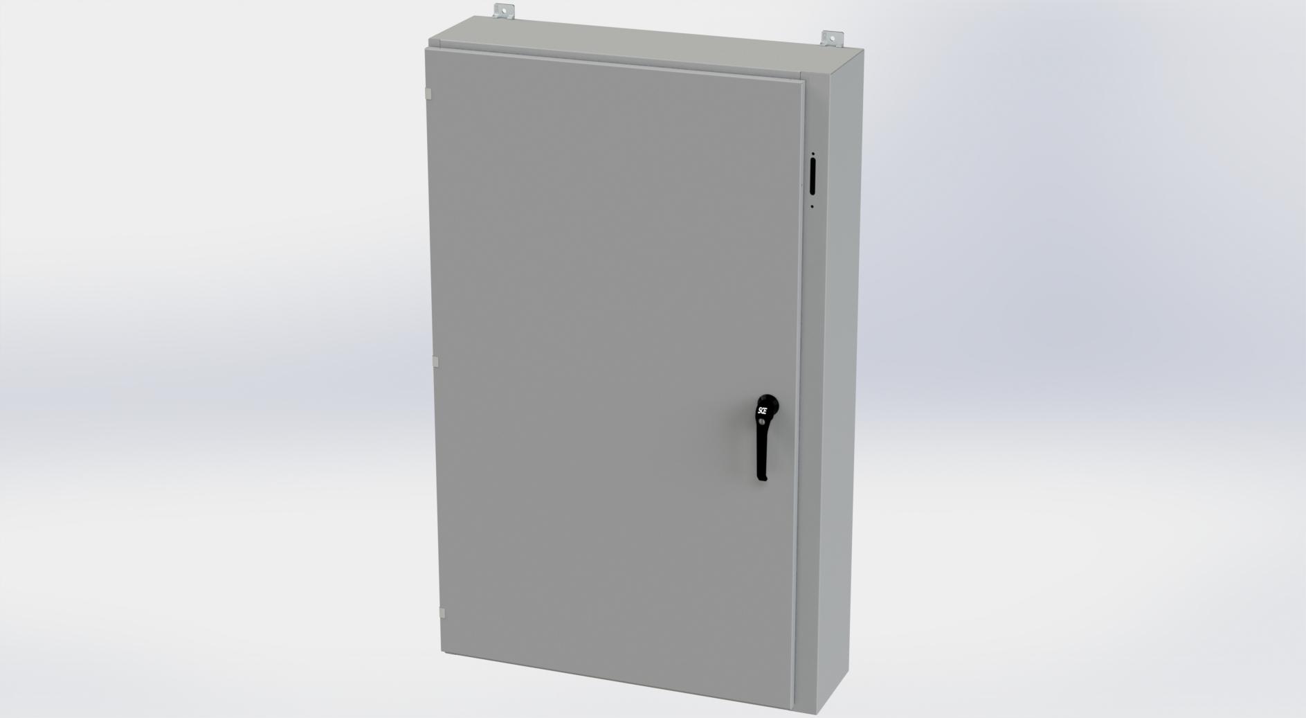 Saginaw Control SCE-60SA3810LPPL Obselete Use SCE-60XEL3710LP, Height:60.00", Width:37.38", Depth:10.00", ANSI-61 gray powder coating inside and out. Optional sub-panels are powder coated white.