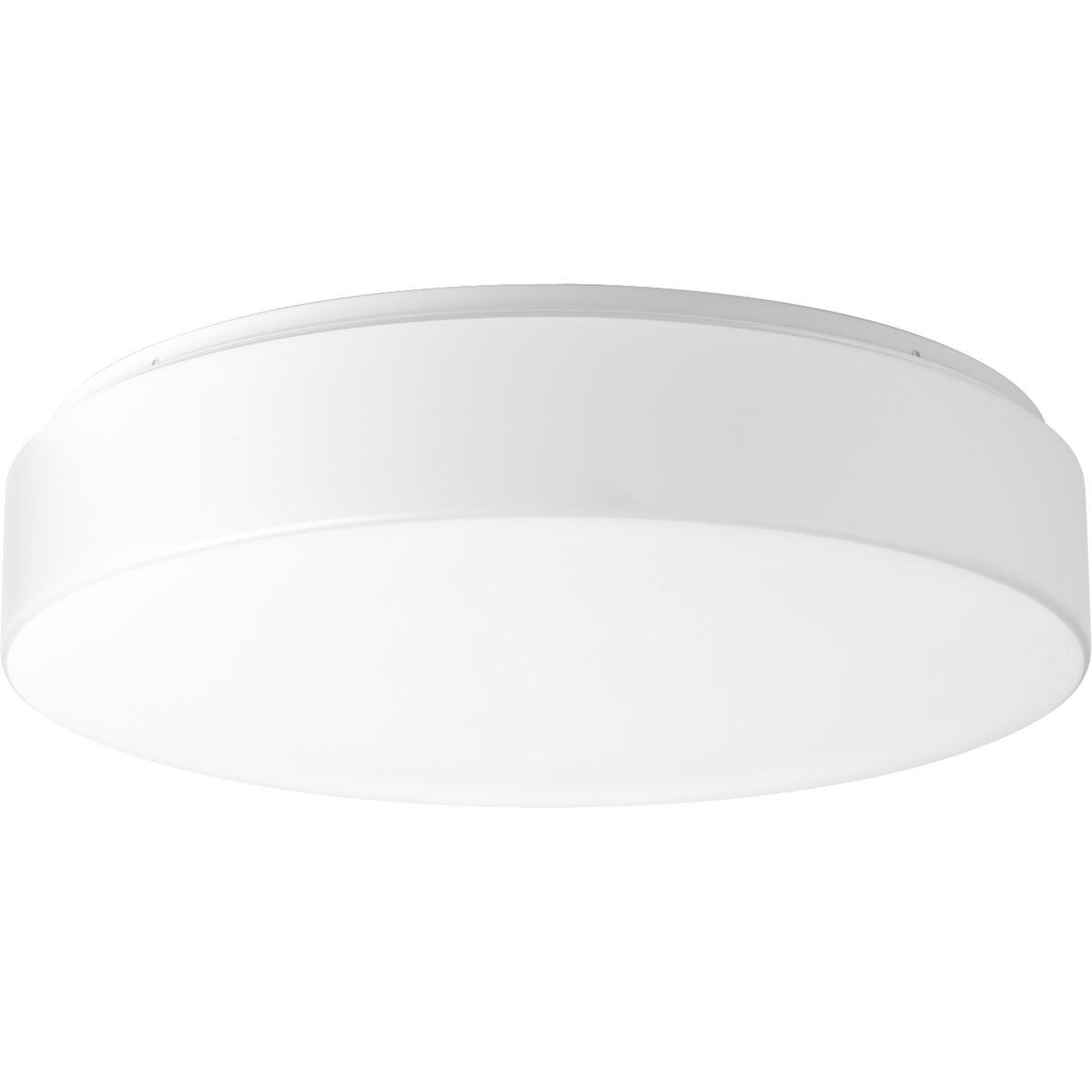 Hubbell P730003-030-30 LED flush mount with white acrylic diffuser mounts to baked enamel ceiling pan. Twist on installation with a single locking thumb screw. UL approved for damp locations. Ceiling or wall mount. 3000 lumens, 93.8 lumens/watt (delivered), 3000K and 90CRI. ENE