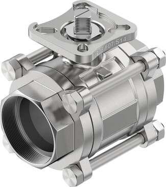 Festo 8089045 ball valve VZBE-2-WA-63-T-2-F0507-V15V15 Design structure: 2-way ball valve, Type of actuation: mechanical, Sealing principle: soft, Assembly position: Any, Mounting type: Line installation