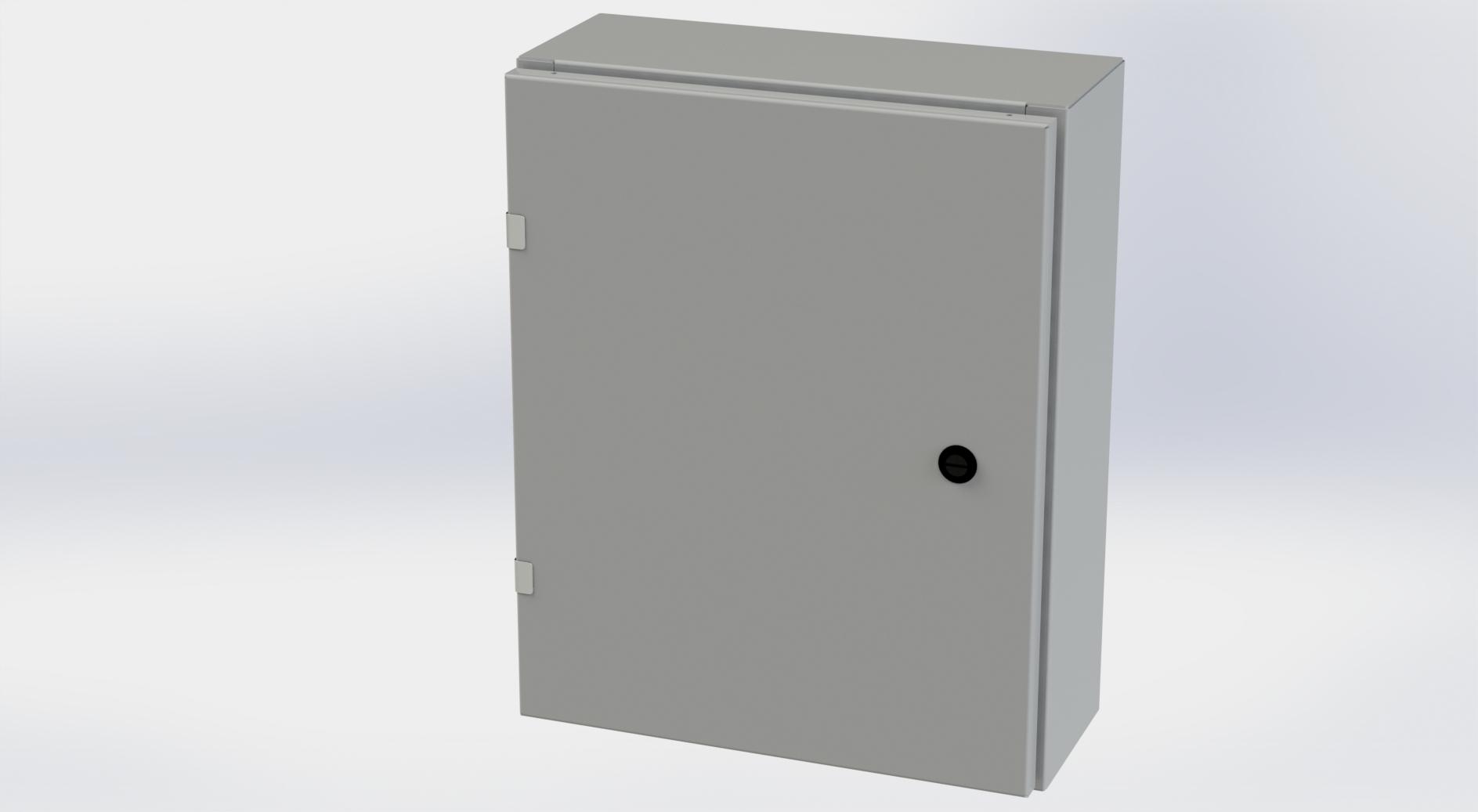 Saginaw Control SCE-20EL1606LP EL Enclosure, Height:20.00", Width:16.00", Depth:6.00", ANSI-61 gray powder coating inside and out. Optional sub-panels are powder coated white.
