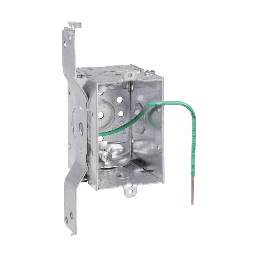 Eaton Corp TP174 Eaton Crouse-Hinds series Switch Box, (1) 1/2", NM clamps, 2-1/2", Steel, Ground pigtail, Gangable, 12.5 cubic inch capacity