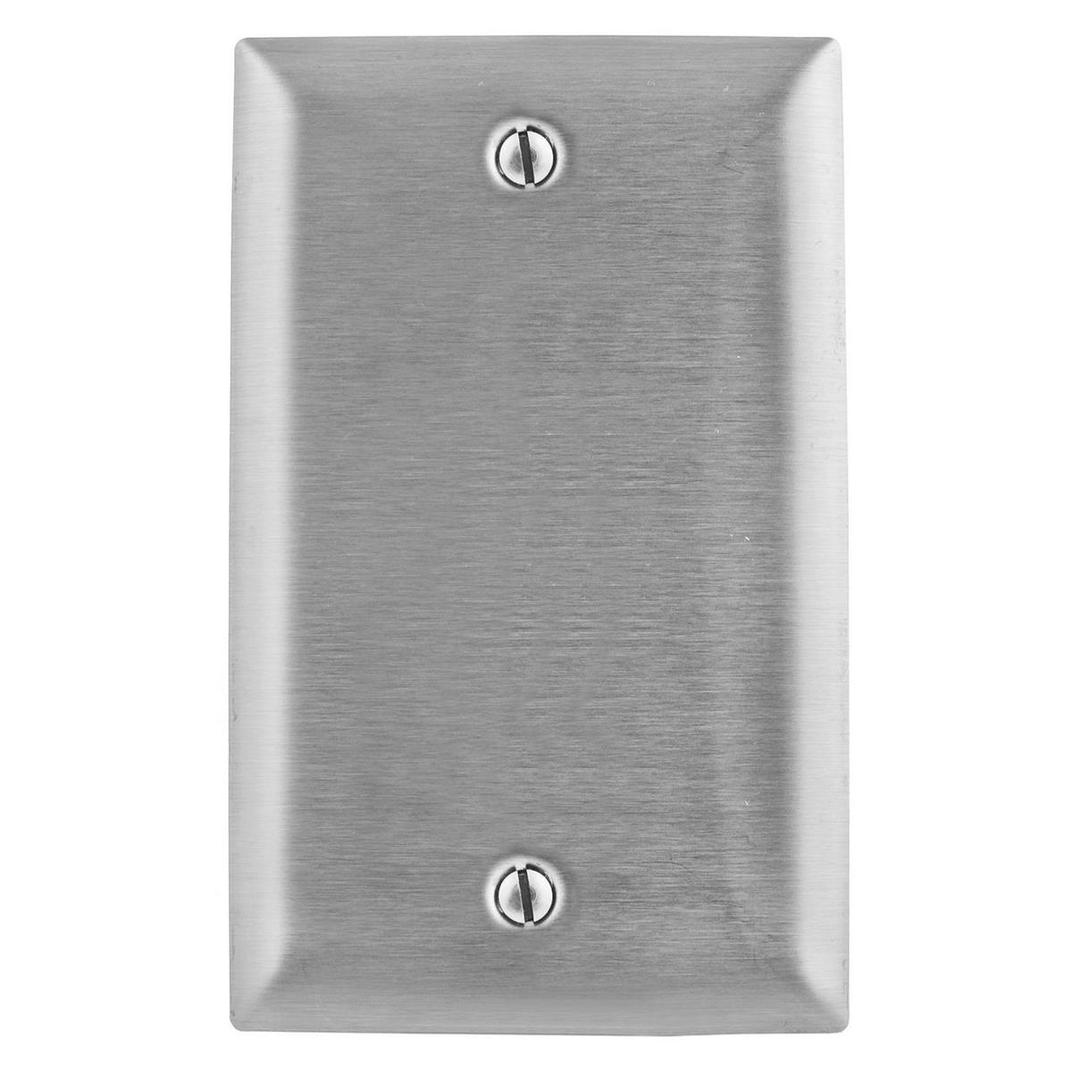 Hubbell SS13L Wallplates and Boxes, Metallic Plates, 1- Gang, Box Mounted Blank, 430 Stainless Steel  ; Ideal for highly corrosive environments ; Non-magnetic ; Protective plastic film helps to prevent scratches and damage ; Protective film helps to prevent scratches a