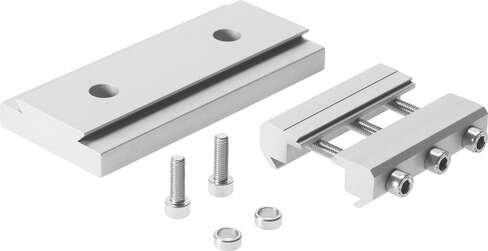 Festo 541599 adapter kit SBOA-HMSV-39 with screw-on adapter plate. Materials note: Free of copper and PTFE, Material adapter plate: (* Wrought Aluminium alloy, * Anodised), Corrosion resistance classification CRC: 2 - Moderate corrosion stress